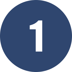 1 Number one on a blue circle background.
