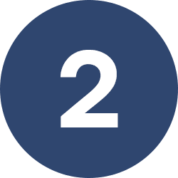 2 Number two on dark blue circle.