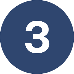 3 Number three on blue circular background.